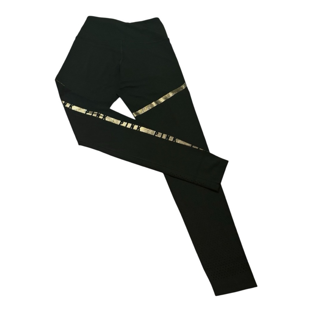 Pink Black Leggings with Gold Accents - Picture 6 of 9